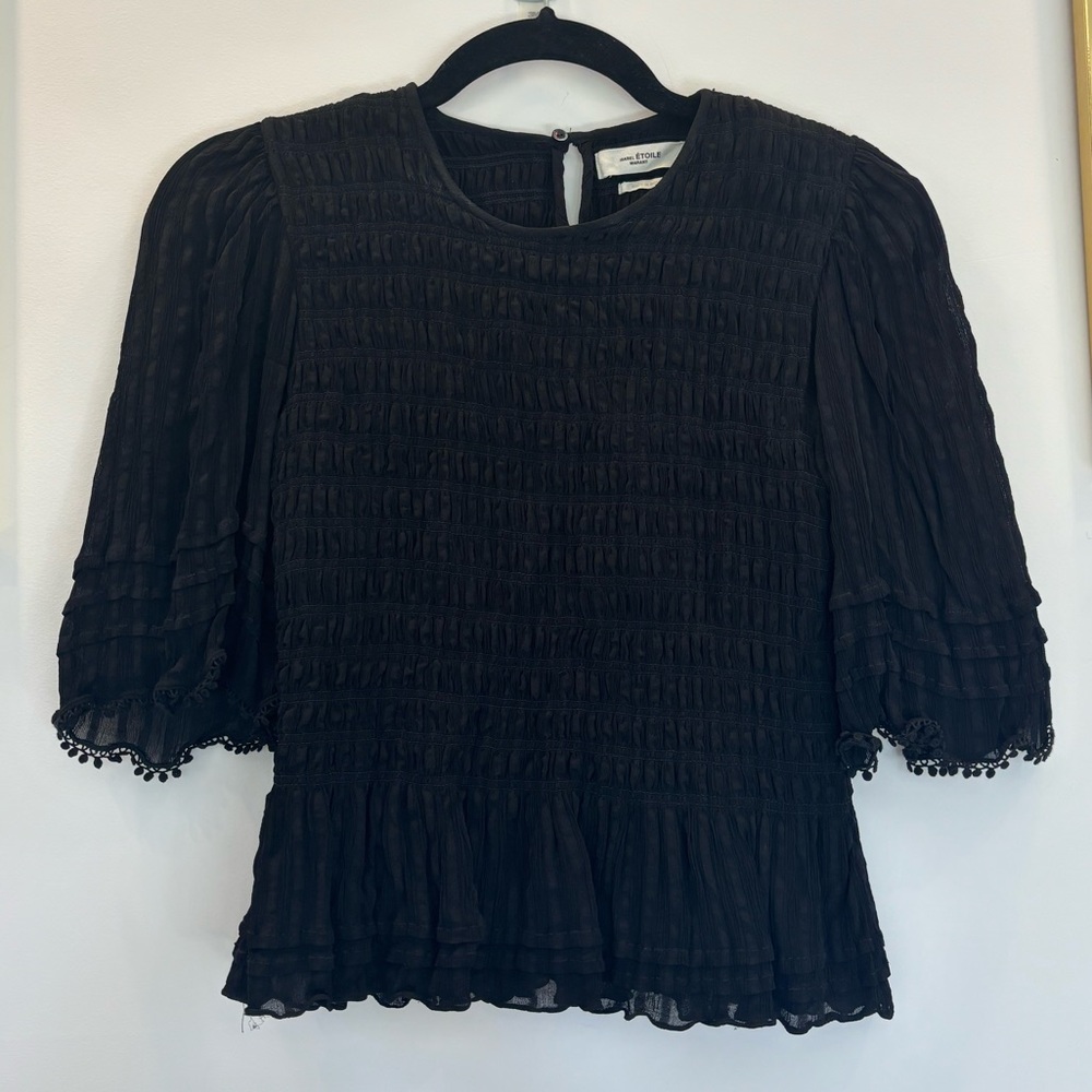 Etoile Isabel Marant Janette Smocked Half-Sleeve Blouse